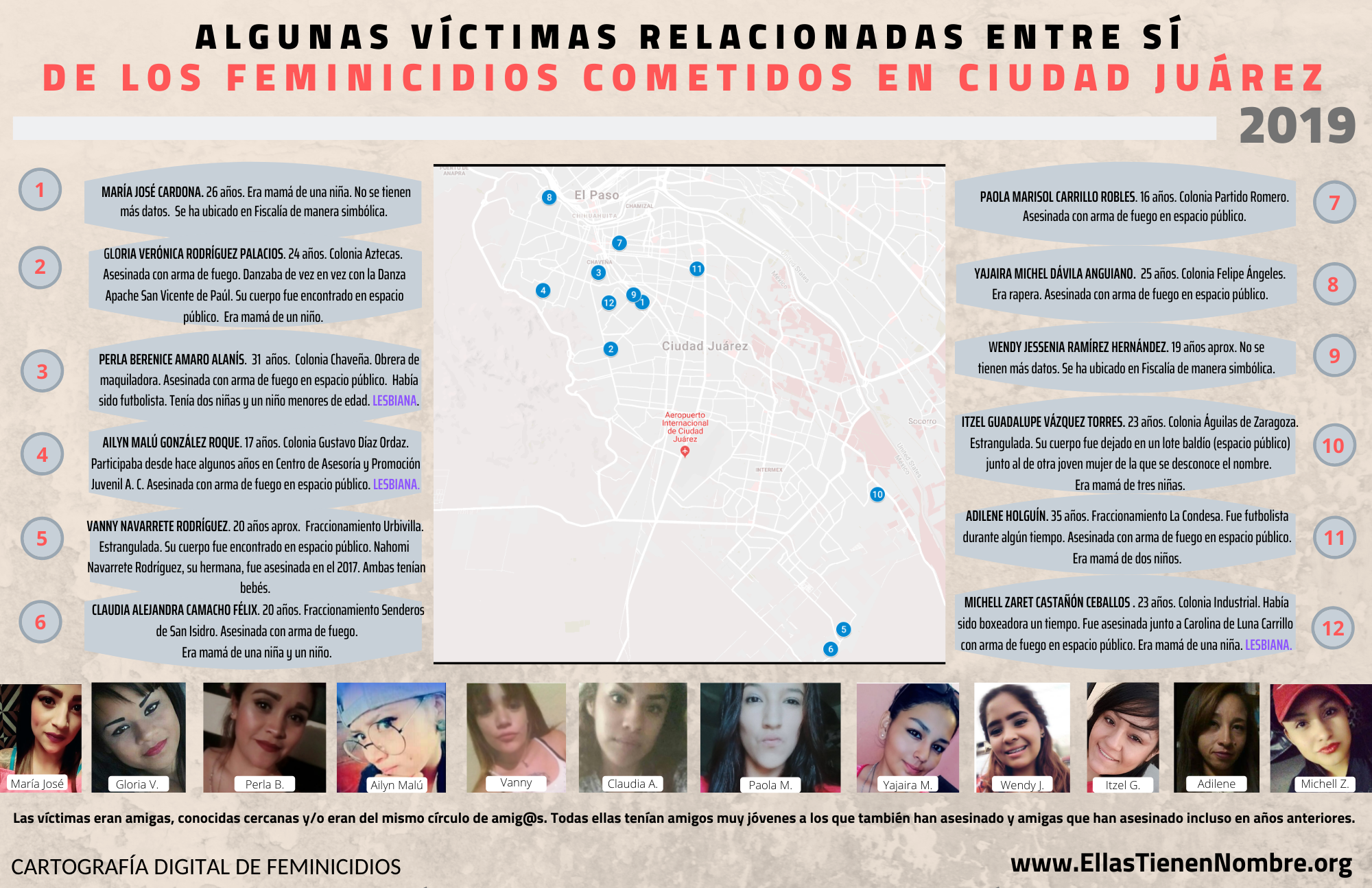 Gráfica de feminicidios relacionados, 2019